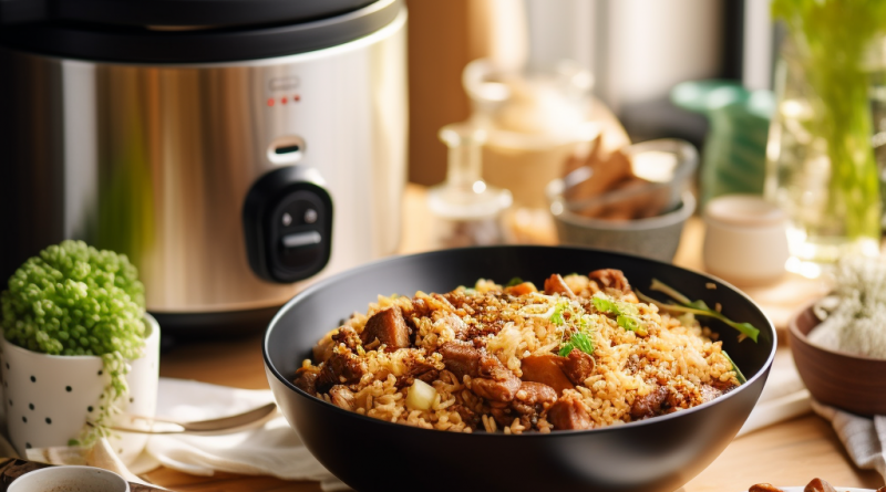 Reis mit Hühnerbrust im Reiskocher
