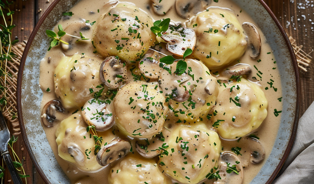 Kartoffelklöße mit Pilzsauce