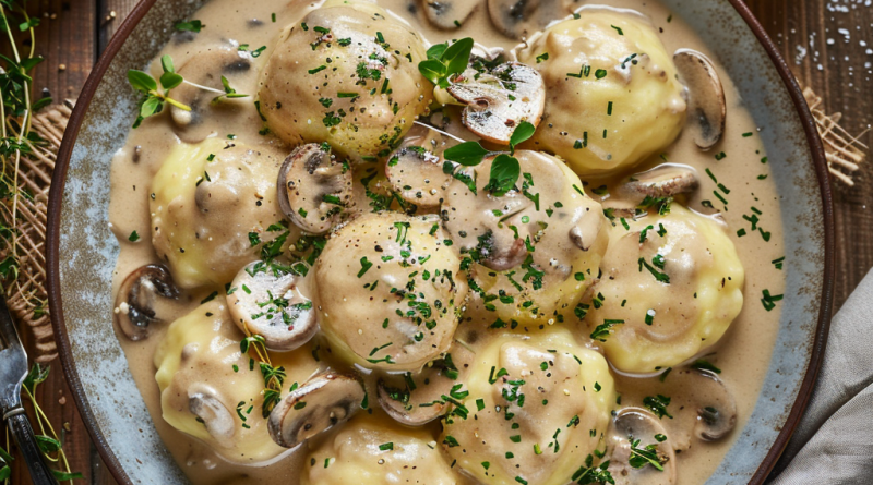 Kartoffelklöße mit Pilzsauce