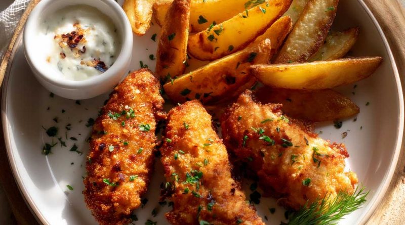 Airfryer Chicken-Tenders mit Parmesan & Kartoffelspalten