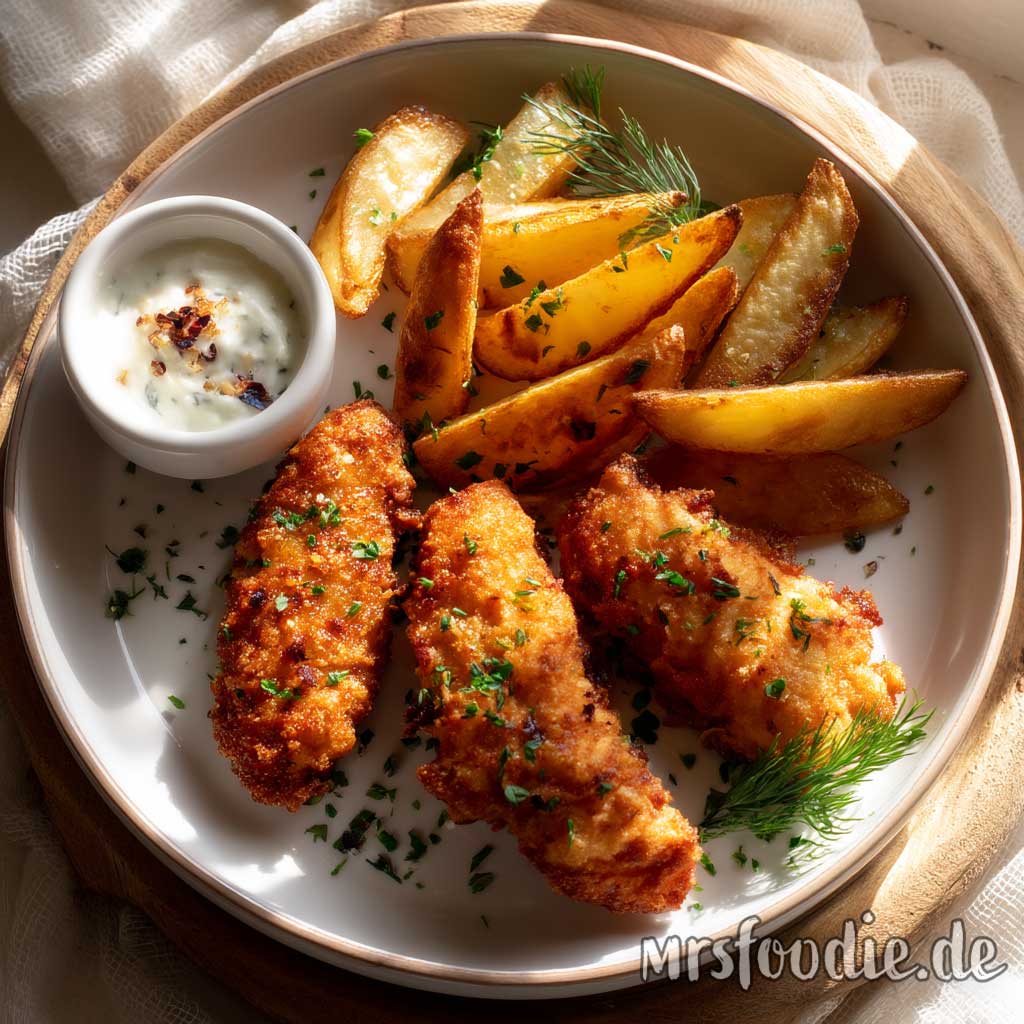 Airfryer Chicken-Tenders mit Parmesan & Kartoffelspalten