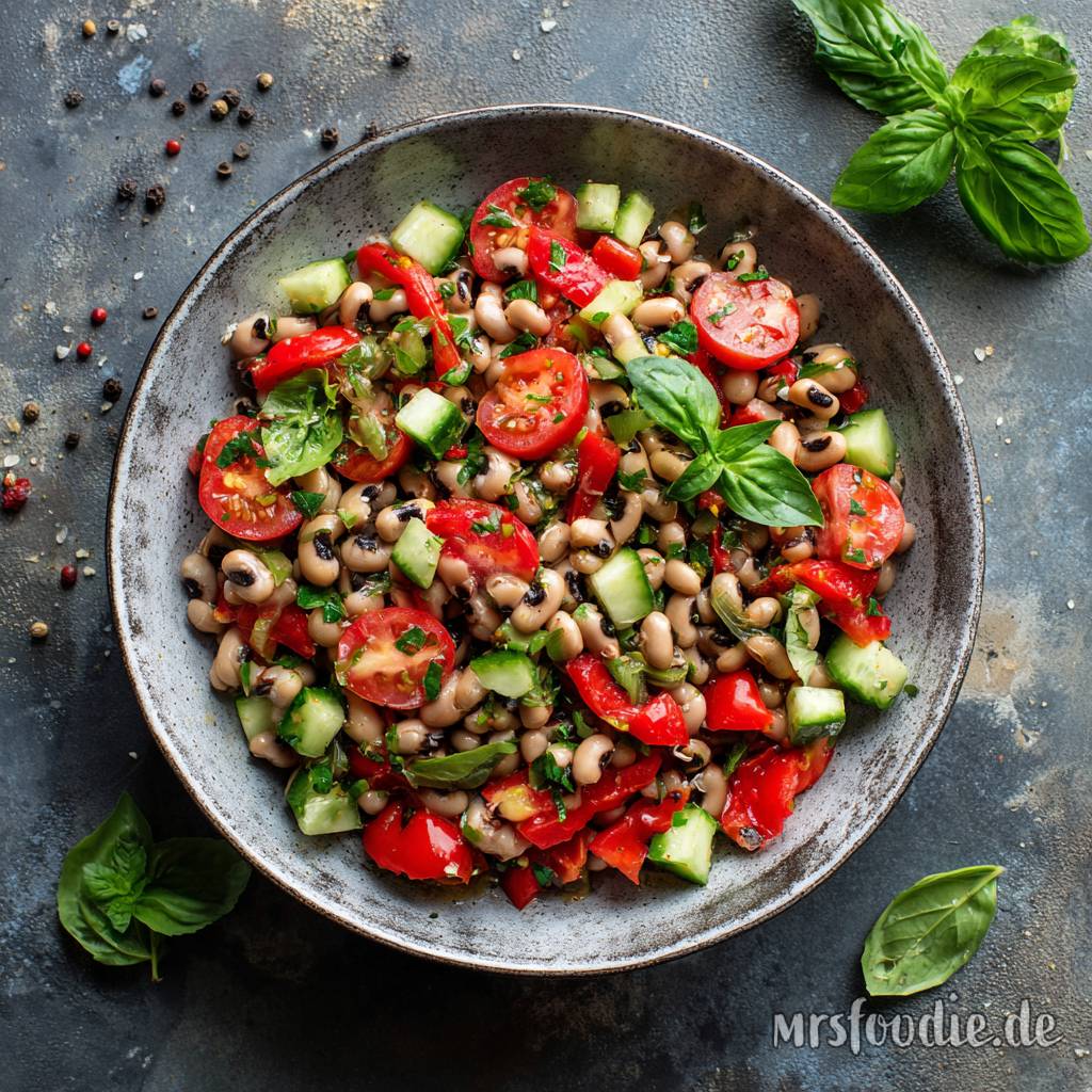 Mediterraner Schwarzaugenbohnen-Salat