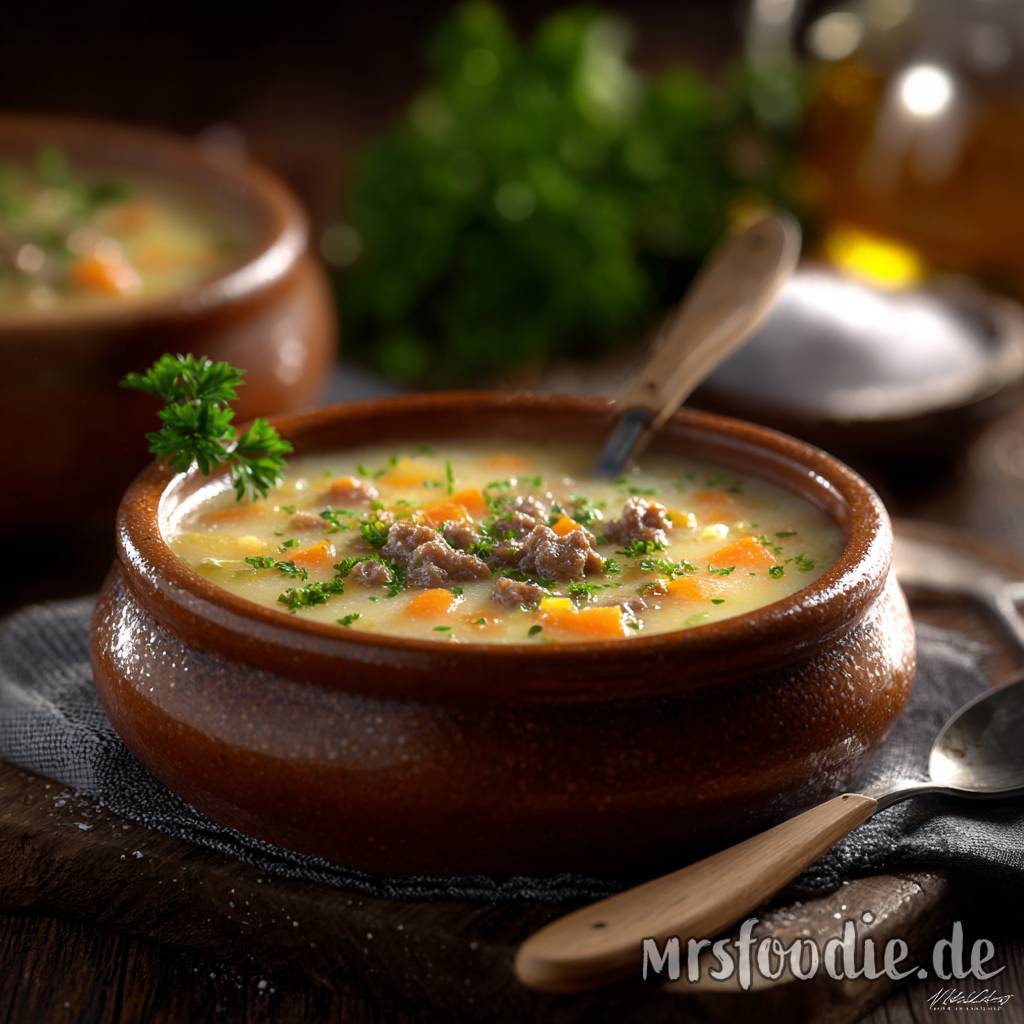 Kartoffelsuppe mit Hackfleisch