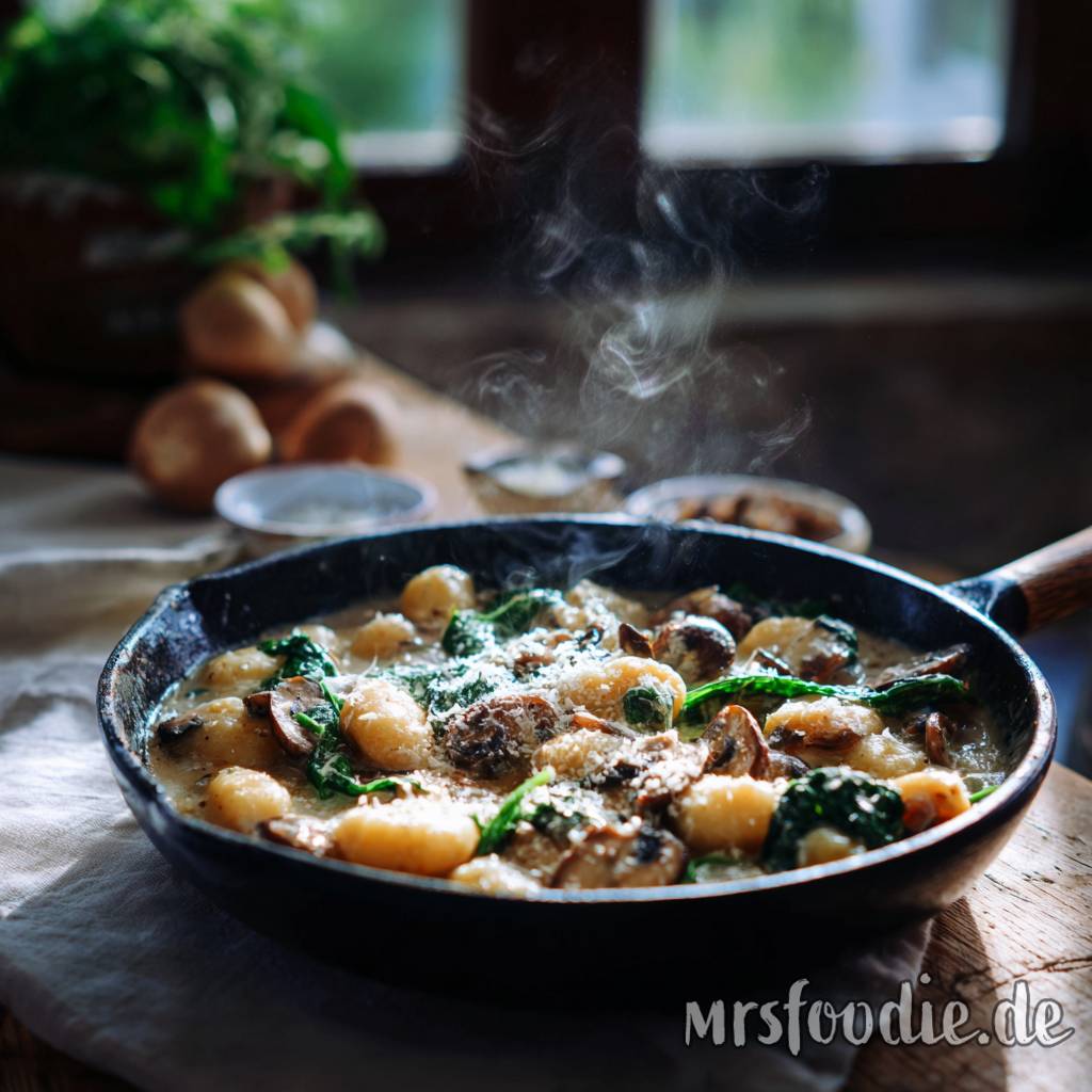 Gnocchi mit Pilzen und Spinat