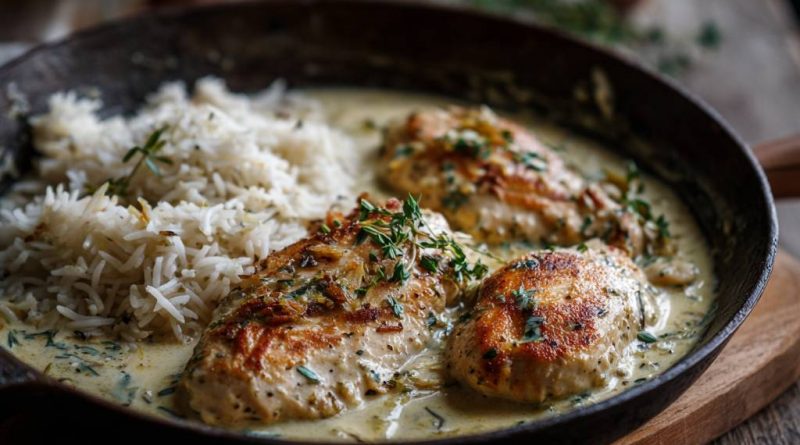 Hähnchenfilets in Kräutersahnesauce