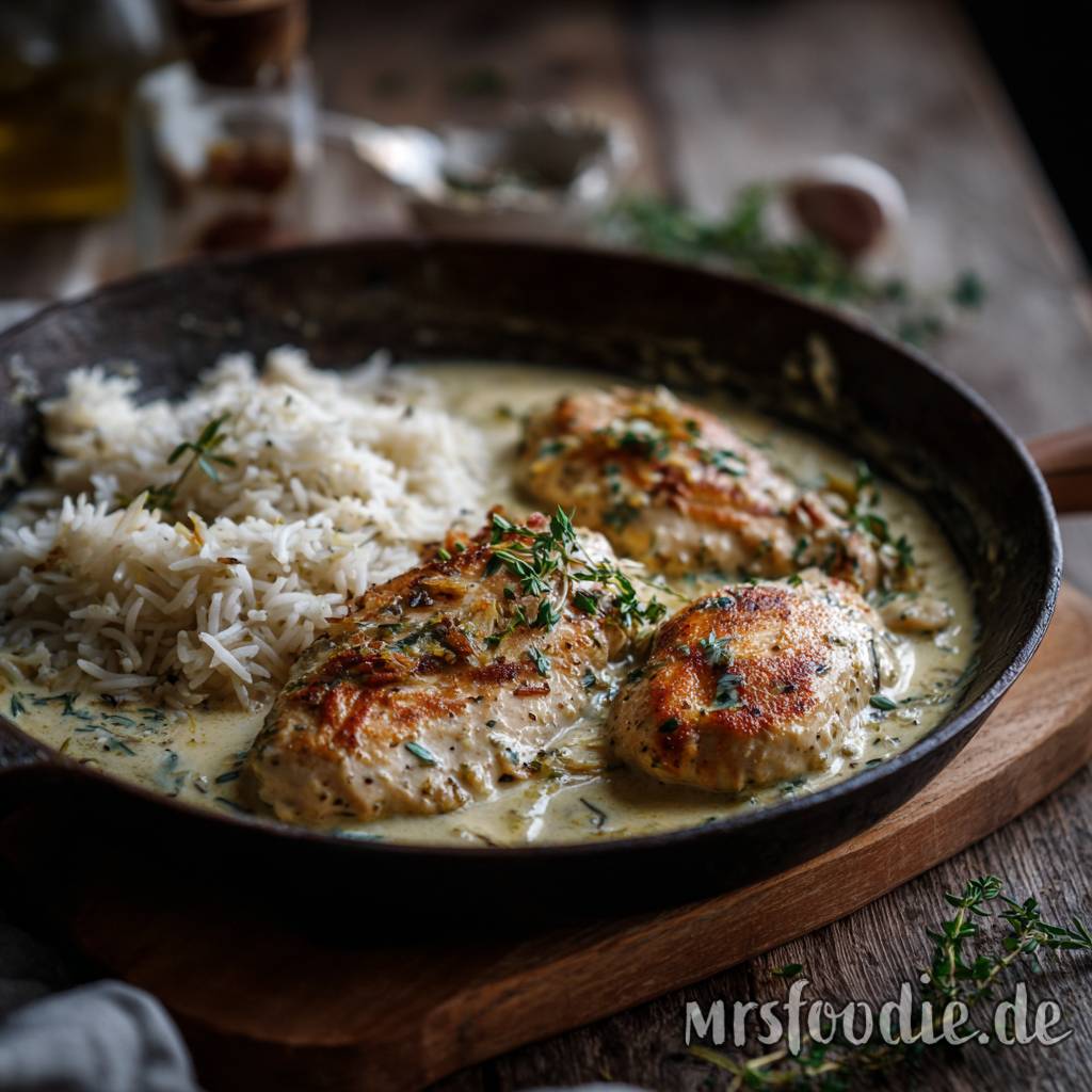 Hähnchenfilets in Kräutersahnesauce