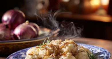 Knödel mit Zwiebel-Kondensmilch-Sauce