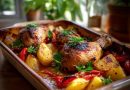 Ofenhähnchen mit Kartoffeln und Paprika