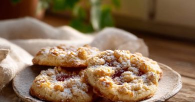 Streuseltaler mit Erdbeermarmelade