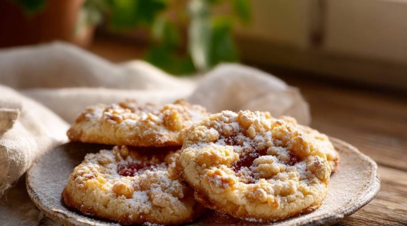 Streuseltaler mit Erdbeermarmelade