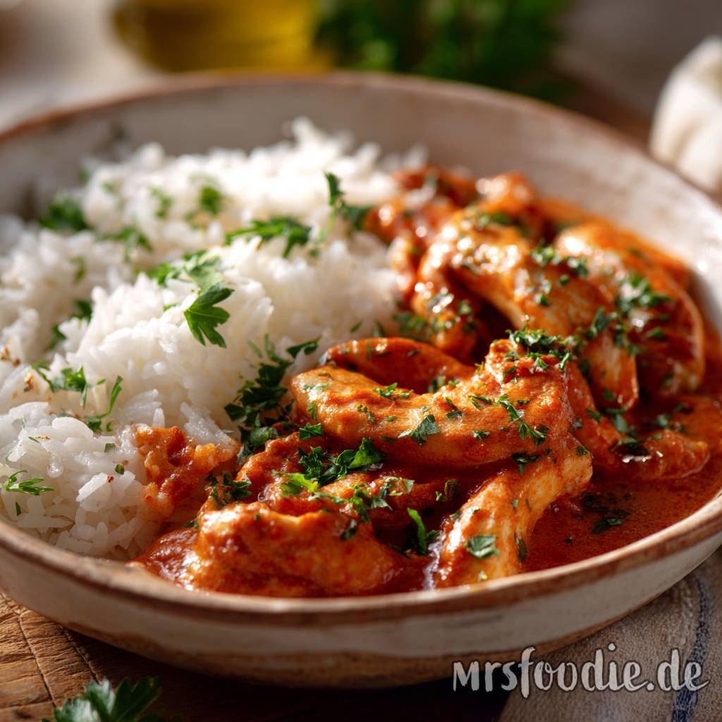 Hähnchengeschnetzeltes in Tomaten-Rahmsauce