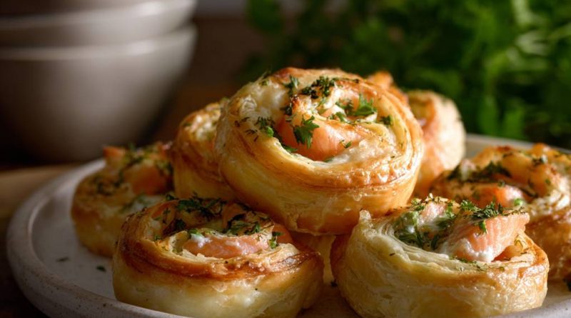 Blätterteig-Lachsrollen