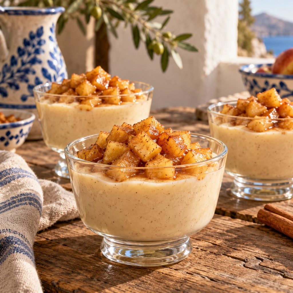 Apfel-Zimt-Pudding mit Butteräpfeln in Dessertgläsern