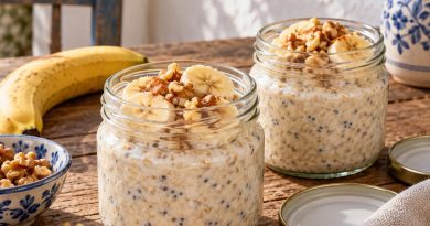 Bananen-Walnuss Overnight Oats für 2 – zwei Frühstücksgläser