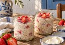 Erdbeer-Cheesecake Overnight Oats für 2 – zwei Frühstücksgläser