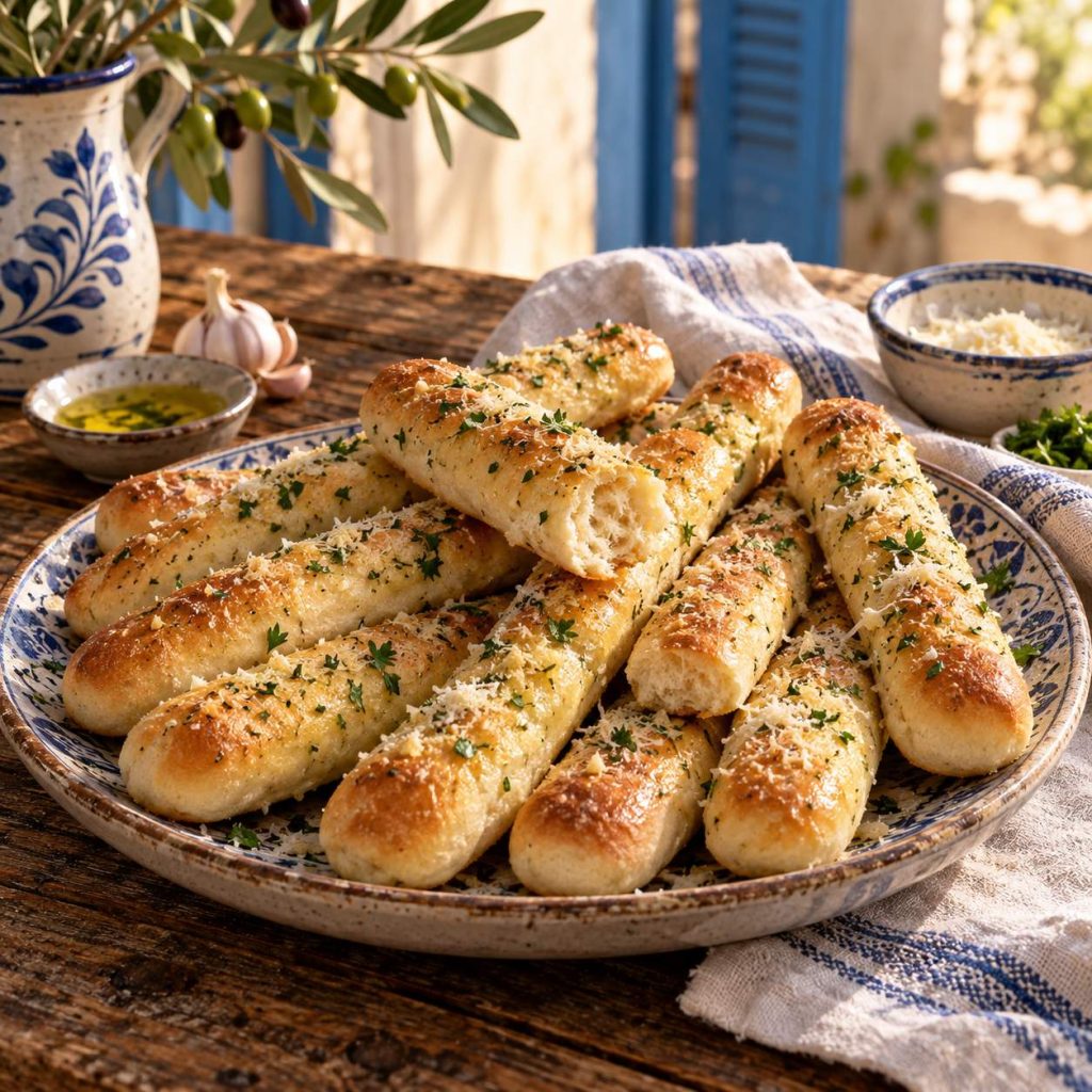 Fluffige Knoblauch-Parmesan-Brotsticks