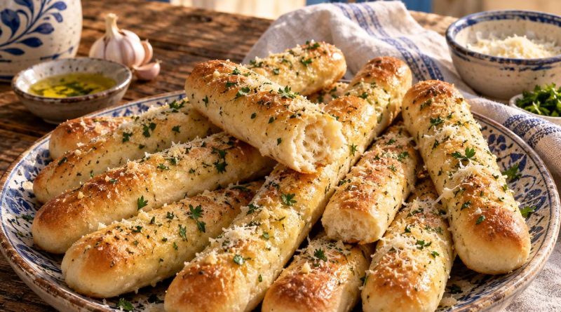 Fluffige Knoblauch-Parmesan-Brotsticks