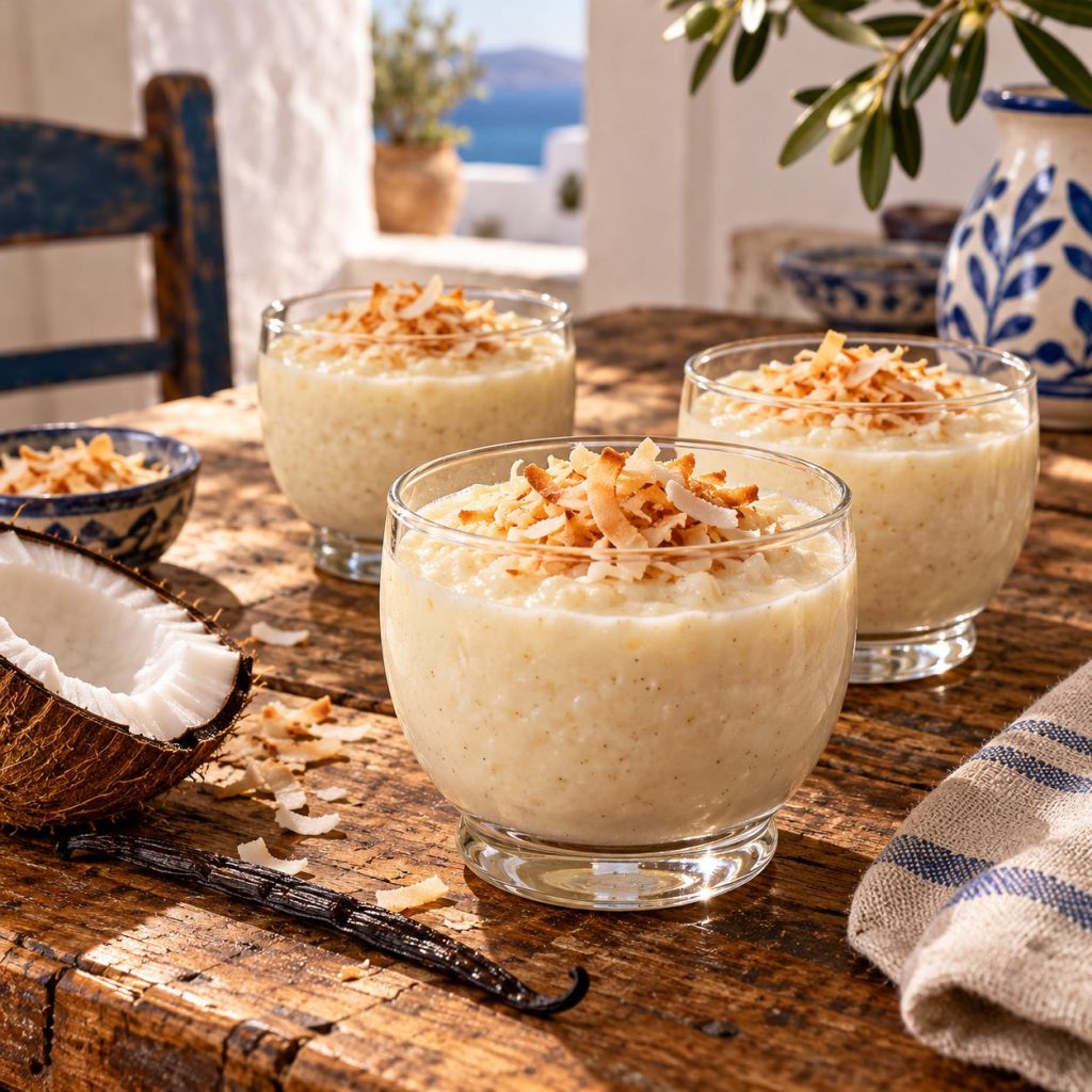Kokos-Vanillepudding in Dessertgläsern