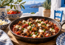 Manitaria Saganaki – Pilze mit Tomaten und Feta in einer warmen griechischen Küchenatmosphäre