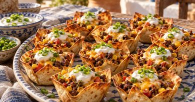 Mini-Taco-Cups mit Hackfleisch, Käse und Sour Cream