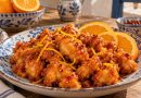 Orange Chicken mit frischer Orangensauce – angerichtetes Gericht