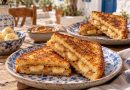 Peanut Butter Banana French Toast in warmer griechischer Küchenatmosphäre