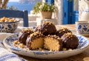 Peanut Butter Trüffel in rustikaler griechischer Küchenatmosphäre