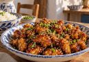 Sesame Chicken mit Honig und Sesam – angerichtetes Gericht