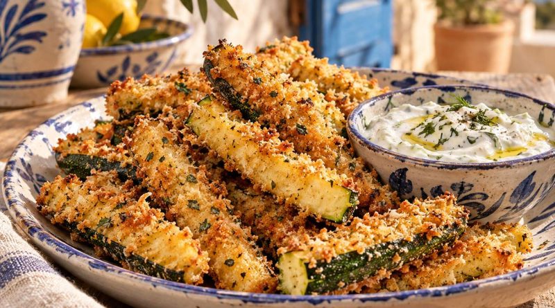 Knusprige Zucchini-Pommes aus dem Airfryer mit Knoblauchdip